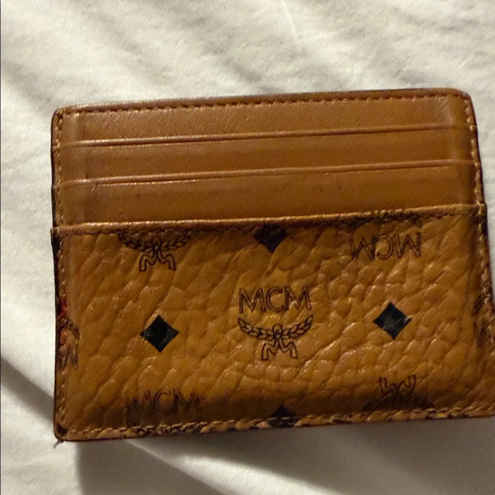 MCM Tan Leather Money Clip with Silver Accent